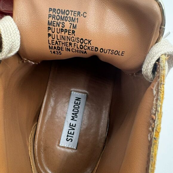 STEVE MADDEN Men 7 Women 9 Shiny Metallic Gold High Top Sneaker Boots Promoter-C - Picture 6 of 7